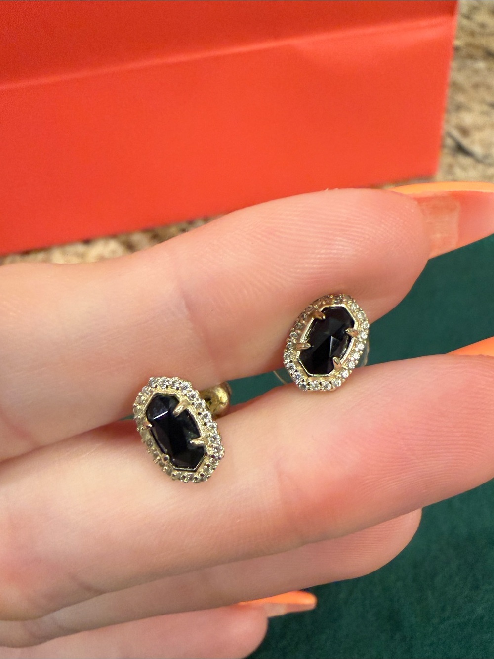 Kendra Scott Black Stone Stud Earrings - Women Jewelry